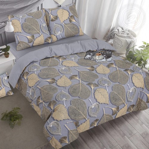 КПБ Золотые листья 909, размер 2 сп. с Евро