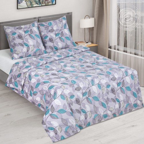 КПБ Серебряные листья 509, размер 2 сп. с Евро КПБ Серебряные листья 509, размер 2 сп. с Евро