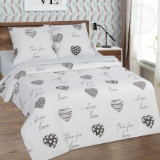 Постельное белье Про любовь, размер 1,5 сп, поплин de luxe c простыней без резинки