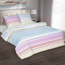 Постельное белье Полоска, размер 1,5 сп, поплин de luxe c простыней без резинки