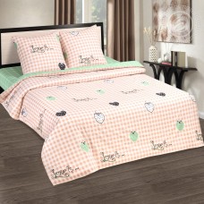 Постельное белье Вкус лета, размер Семейный, поплин de luxe c простыней без резинки