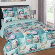 Постельное белье Признание, размер 1,5 сп, поплин de luxe c простыней без резинки