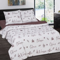 КПБ Мокко, размер Семейный, поплин de luxe с простынью на резинке