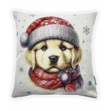 Гобелен наволочка "Щенок лабрадор в шапочке" (45х45)