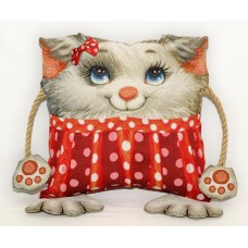 Гобеленовая подушка "Добряша с бантиком и карманом" (35х45)