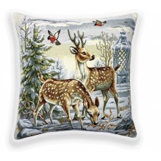 Гобелен Наволочка новогодняя "Зимний вечер олени" (45х45)