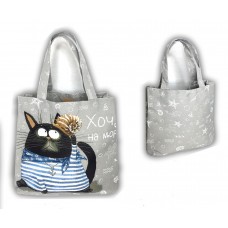 Сумка-шоппер Хочу на море серый фон