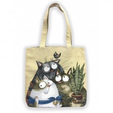 Сумка-шоппер Семейка котиков беж