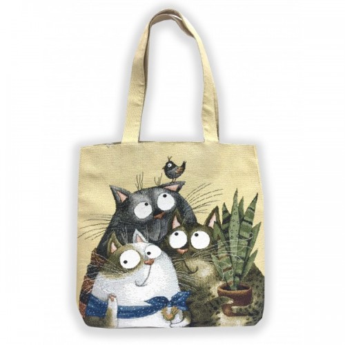 Сумка-шоппер Семейка котиков беж