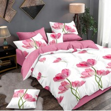 Постельное белье Пинк Флауэр, поплин наволочки 70х70, Размер 2 сп с евро простыней
