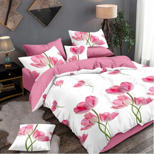 Постельное белье Пинк Флауэр, поплин наволочки 70х70, Размер 2 сп с евро простыней Постельное белье Пинк Флауэр, поплин наволочки 70х70, Размер 2 сп с евро простыней