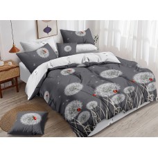 Постельное белье Одуванчики и божья коровка, поплин наволочки 70х70, Размер 1,5 спальный