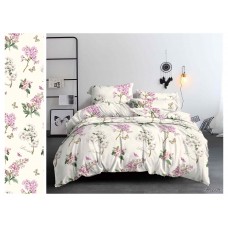 КПБ С цветами и бабочками полисатин, 2 сп с Евро