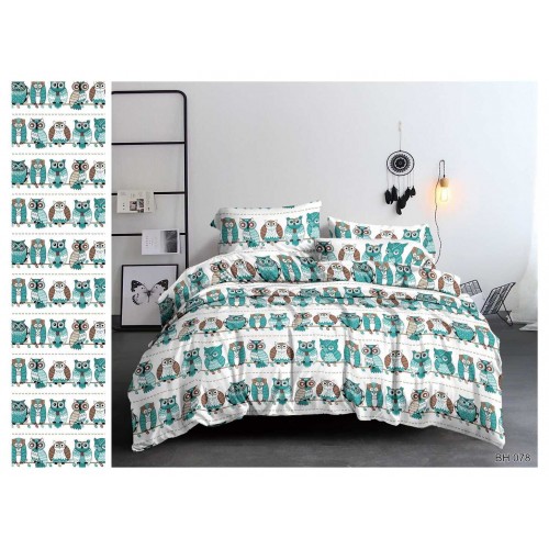 Детское постельное белье Совы полисатин ,наволочки 50х70 и 70х70см, Размер 1,5 сп. 70*70