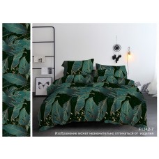 КПБ Черное Зеленое полисатин, 2сп с Евро прост на резинке