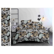 КПБ с рисунком Пальмовые листья, 2сп Евро прост на резинке