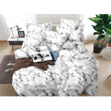 КПБ Белый мрамор полисатин, Размер 2сп+Евро прост на резинке