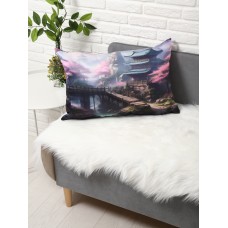 Декоративная атласная наволочка "Японский садик" 40х60см Декоративная атласная наволочка "Японский садик" 40х60см